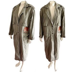 Spiegel Together vintage army green military style long trench coat size 8